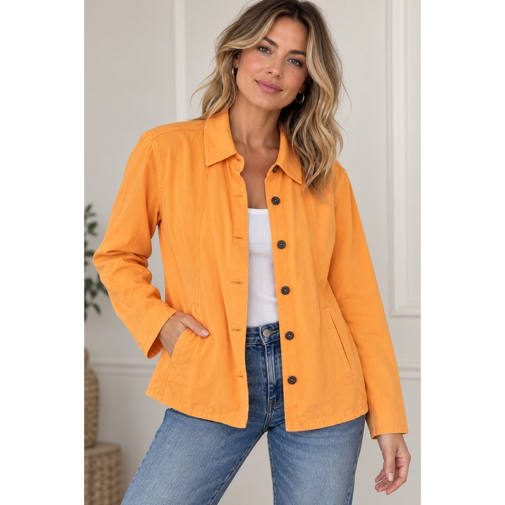 Coldwater Creek Women's Size Large Orange Jacket Fall Blazer Button Front NWT